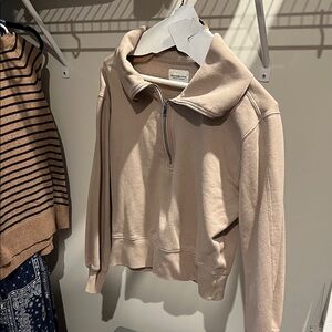 Abercrombie & Fitch Neutral Taupe Soft A&F Fleece Half-Zip